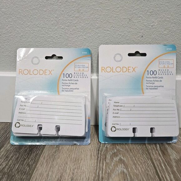 Rolodex 2 Pack Bundle Petite Refill Cards Ruled 2 1/4 x 4 100 Cards Pack New - Picture 1 of 4